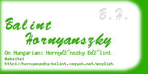 balint hornyanszky business card